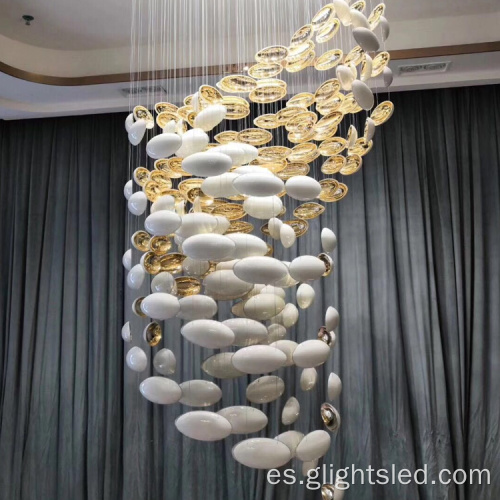 Lámpara colgante de vestíbulo de hotel de cristal personalizable